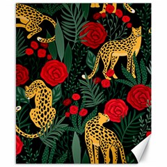 Seamless-pattern-with-leopards-and-roses-vector Canvas 8  X 10  by Sobalvarro