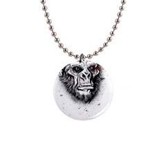 Monster Monkey From The Woods 1  Button Necklace by DinzDas