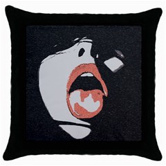 Wide Open And Ready - Kinky Girl Face In The Dark Throw Pillow Case (black) by Casemiro