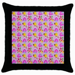 Girl With Hood Cape Heart Lemon Pattern Lilac Throw Pillow Case (black) by snowwhitegirl