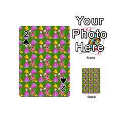 Girl With Hood Cape Heart Lemon Pattern Green Playing Cards 54 Designs (mini) by snowwhitegirl