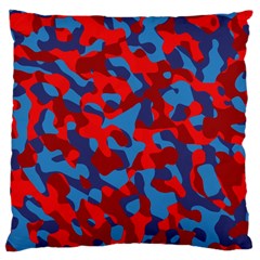 Red And Blue Camouflage Pattern Large Cushion Case (one Side) by SpinnyChairDesigns