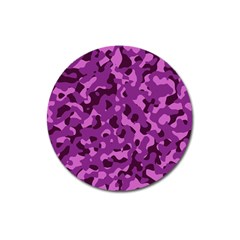 Dark Purple Camouflage Pattern Magnet 3  (round) by SpinnyChairDesigns