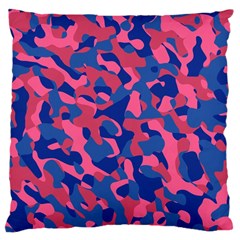 Blue And Pink Camouflage Pattern Large Cushion Case (two Sides) by SpinnyChairDesigns