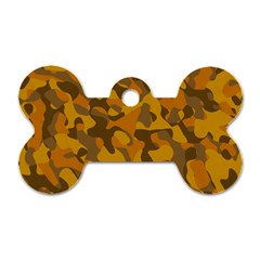 Brown And Orange Camouflage Dog Tag Bone (two Sides) by SpinnyChairDesigns