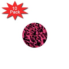 Black And Pink Camouflage Pattern 1  Mini Buttons (10 Pack)  by SpinnyChairDesigns