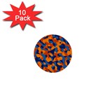 Blue and Orange Camouflage Pattern 1  Mini Buttons (10 pack)  Front