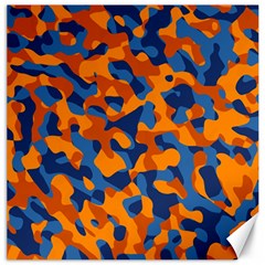 Blue And Orange Camouflage Pattern Canvas 16  X 16  by SpinnyChairDesigns