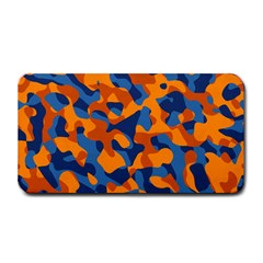 Blue And Orange Camouflage Pattern Medium Bar Mats by SpinnyChairDesigns