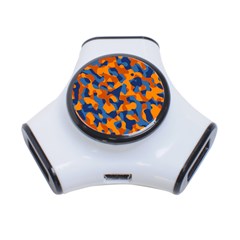 Blue And Orange Camouflage Pattern 3-port Usb Hub by SpinnyChairDesigns