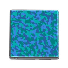 Blue Turquoise Teal Camouflage Pattern Memory Card Reader (square 5 Slot) by SpinnyChairDesigns