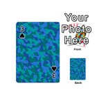 Blue Turquoise Teal Camouflage Pattern Playing Cards 54 Designs (Mini) Front - Spade3