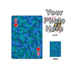 Blue Turquoise Teal Camouflage Pattern Playing Cards 54 Designs (Mini) Front - Heart6