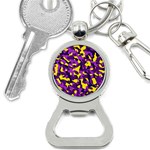 Purple and Yellow Camouflage Pattern Bottle Opener Key Chain Front