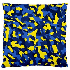 Blue And Yellow Camouflage Pattern Large Flano Cushion Case (two Sides) by SpinnyChairDesigns