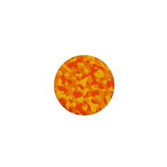 Orange And Yellow Camouflage Pattern 1  Mini Buttons by SpinnyChairDesigns