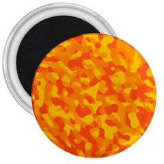 Orange And Yellow Camouflage Pattern 3  Magnets by SpinnyChairDesigns