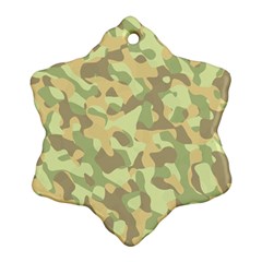 Light Green Brown Yellow Camouflage Pattern Snowflake Ornament (two Sides) by SpinnyChairDesigns