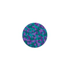 Purple And Teal Camouflage Pattern 1  Mini Buttons by SpinnyChairDesigns