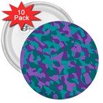 Purple and Teal Camouflage Pattern 3  Buttons (10 pack)  Front