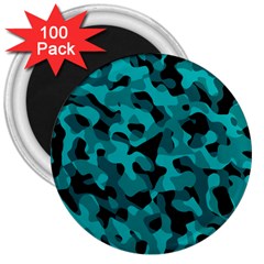 Black And Teal Camouflage Pattern 3  Magnets (100 Pack) by SpinnyChairDesigns