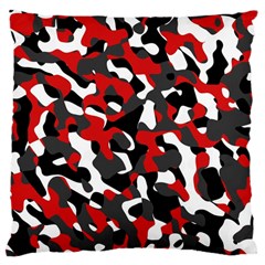 Black Red White Camouflage Pattern Large Cushion Case (two Sides) by SpinnyChairDesigns