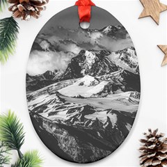 Black And White Andes Mountains Aerial View, Chile Oval Ornament (two Sides) by dflcprintsclothing