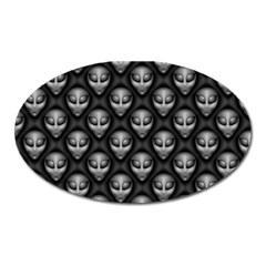 Grey Aliens Extraterrestrials Ufo Faces Oval Magnet by SpinnyChairDesigns