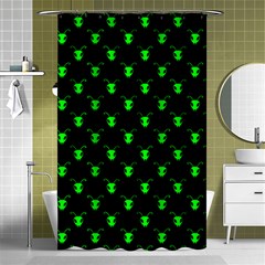 Neon Green Bug Insect Heads On Black Shower Curtain 48  X 72  (small)  by SpinnyChairDesigns