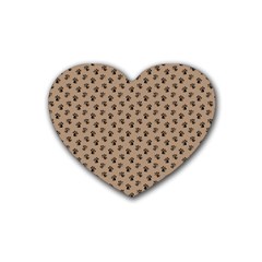 Cat Dog Animal Paw Prints Pattern Brown Black Heart Coaster (4 Pack)  by SpinnyChairDesigns