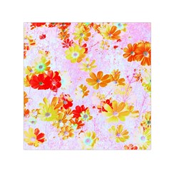 Cosmos Flowers Orange Small Satin Scarf (square) by DinkovaArt