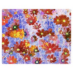 Cosmos Flowers Brown Double Sided Flano Blanket (medium)  by DinkovaArt