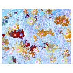 Cosmos Flowers Ligh Blue Double Sided Flano Blanket (medium)  by DinkovaArt