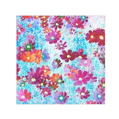 Cosmos Flowers Small Satin Scarf (square) by DinkovaArt