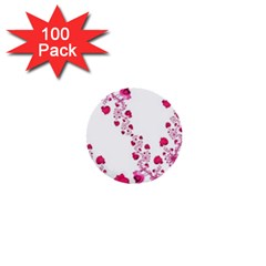 Abstract Pink Roses On White 1  Mini Buttons (100 Pack)  by SpinnyChairDesigns