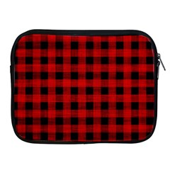 Grunge Red Black Buffalo Plaid Apple Ipad 2/3/4 Zipper Cases by SpinnyChairDesigns