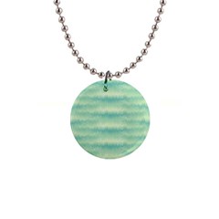 Light Green Turquoise Ikat Pattern 1  Button Necklace by SpinnyChairDesigns