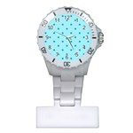 Blue Teal Green Polka Dots Plastic Nurses Watch Front