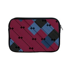 Burgundy Black Blue Abstract Check Pattern Apple Ipad Mini Zipper Cases by SpinnyChairDesigns