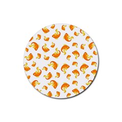 Orange Goldfish Pattern Rubber Round Coaster (4 Pack)  by SpinnyChairDesigns