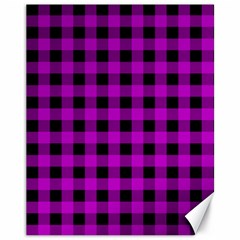 Purple Black Buffalo Plaid Canvas 11  X 14  by SpinnyChairDesigns