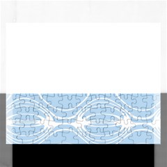 Blue And White Clam Shell Stripes Rectangular Jigsaw Puzzl by SpinnyChairDesigns