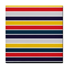 Horizontal Colored Stripes Tile Coaster by tmsartbazaar