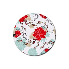 Floral Pattern  Rubber Round Coaster (4 Pack)  by Sobalvarro