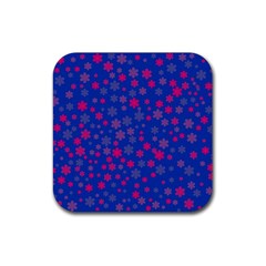 Bisexual Pride Tiny Scattered Flowers Pattern Rubber Coaster (square)  by VernenInk