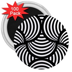 Abstract Black And White Shell Pattern 3  Magnets (100 Pack) by SpinnyChairDesigns