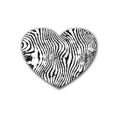 Zebra Print Stripes Rubber Coaster (heart)  by SpinnyChairDesigns