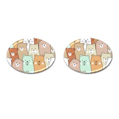 Colorful-baby-bear-cartoon-seamless-pattern Cufflinks (oval) by Sobalvarro