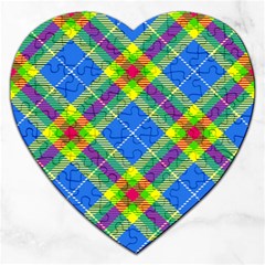 Clown Costume Plaid Striped Jigsaw Puzzle (heart) by SpinnyChairDesigns