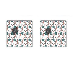 Seamless-cute-cat-pattern-vector Cufflinks (square) by Sobalvarro